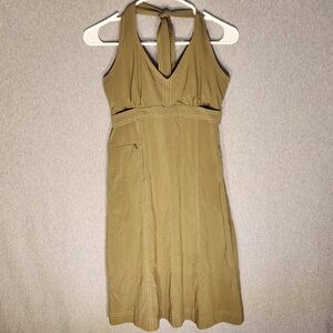 Athleta Olive Green Backless Halter Dress
